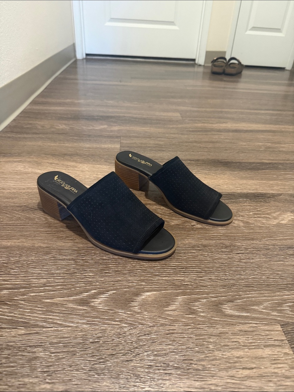 Koolaburra Black Open-Toe Suede Block Heel Mules